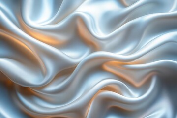 Fototapeta premium luxurious white soft silk satin fabric flowing gracefully in waves and folds capturing light beautifully and evoking feelings of elegance and sophistication in a refined setting