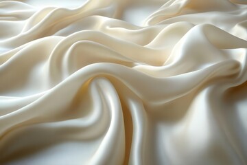 Fototapeta premium luxurious white soft silk satin fabric flowing gracefully in waves and folds capturing light beautifully and evoking feelings of elegance and sophistication in a refined setting