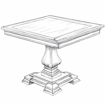 recommend clip art: Minimalistic wooden table furniture ornament outline in vector illustration