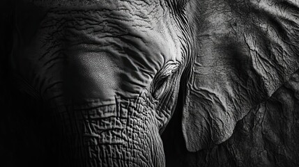 An Elephants Wrinkled Face Close Up Portrait