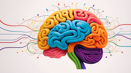 Human brain model with unique lines