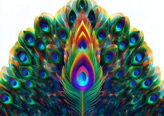 Abstract Peacock feather, krishna feather, peacock bird colorful feather art, krishna mor pankh, mor pankha, peacock bird feather illustration, peacock feather logo, icon, element, peacock feather