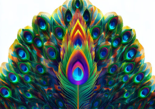 Abstract Peacock feather, krishna feather, peacock bird colorful feather art, krishna mor pankh, mor pankha, peacock bird feather illustration, peacock feather logo, icon, element, peacock feather