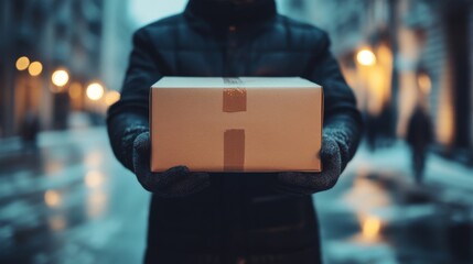 Warm Outdoor Food Delivery in High Contrast Lighting