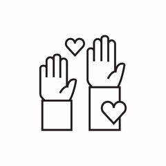 volunteer hands help support icon vector sign
