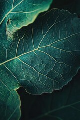 Close-up of green leaves showcasing intricate vein patterns.