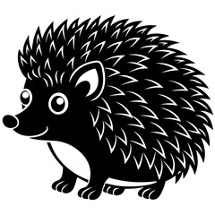 Black and White Hedgehog Vector Illustration - Cute Animal Silhouette