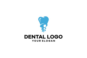 Abstract Dental Logo Featuring a Tooth and Spiral in Blue