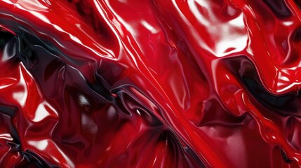 Abstract red texture with glossy, wrinkled surface.