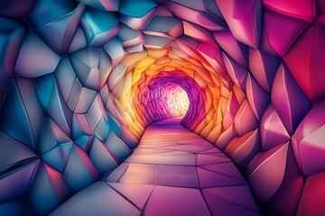 Abstract Colorful Tunnel of Geometric Shapes