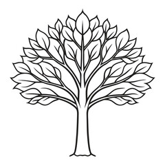 Obraz premium Tree outline coloring book page line art illustration digital drawing