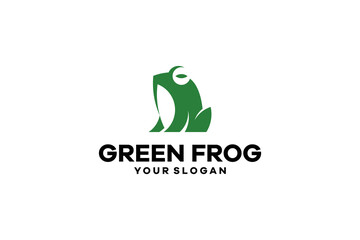Minimalistic Green Frog Logo Design on a White Background