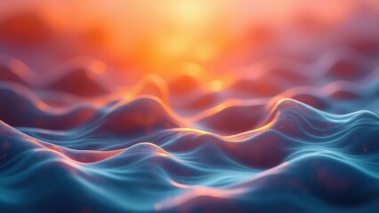 Obraz premium Sunset Over Abstract Waves: A Seamless 3D Render Background