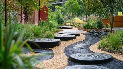 A tactile garden designed for sensory exploration and relaxation