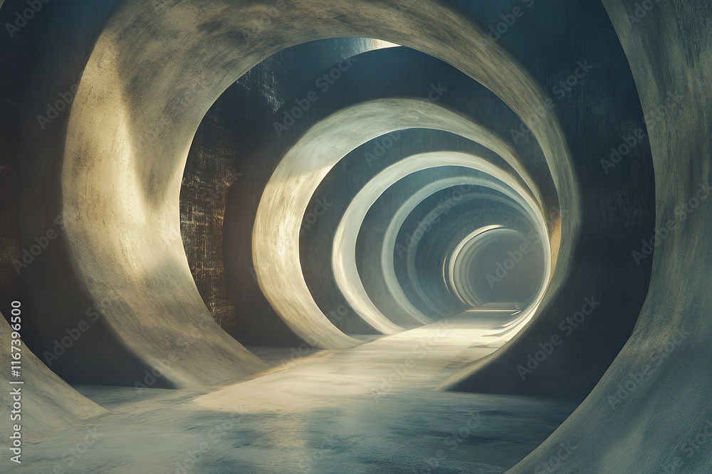 Aufkleber Abstract Concentric Circular Tunnel Architecture Design