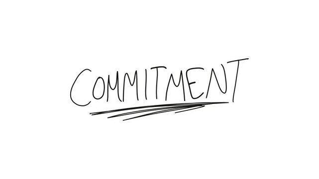 commitment word handwritten on white background video. text animation