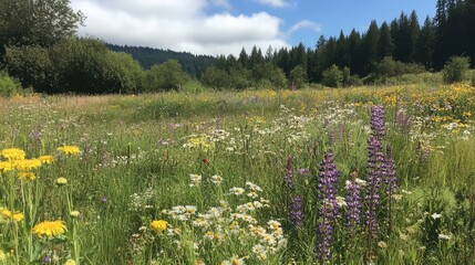 A thriving wildflower meadow emphasizing soil conservation