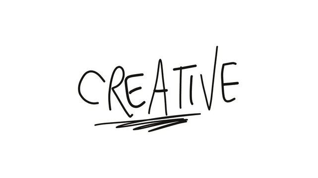 creative word handwritten on white background video. text animation