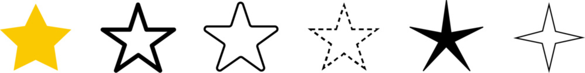 Set of star symbols. Vector isolated elements. Star vector line pattern. Vector illustration.
