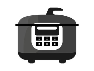 Rice cooker icon. Woman hand pouring rice from measuring cup into Rice cooker isolated. Rice cooker household appliance icon.