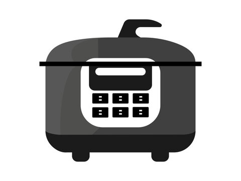 recommend clip art: Rice cooker icon. Woman hand pouring rice from measuring cup into Rice cooker isolated. Rice cooker household appliance icon.