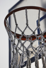 Basketball hoop and net close up