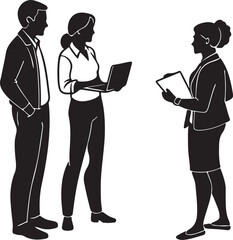 Office Worker team collaborating for office work shiloutte vector illustration
