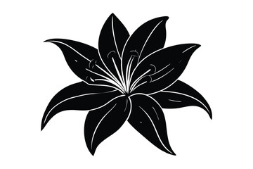 Graceful lily silhouette black and white illustration.eps