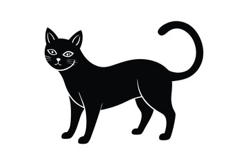 Monochrome cat silhouette black and white illustration.eps