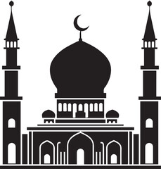 mosque, architecture silhouette victor with isolated white background.