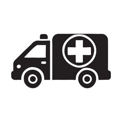 Silhouette Illustration of an Ambulance with Cross