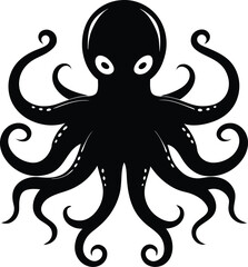 Octopus silhouette, octopus silhouette vector icon isolated on white background