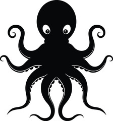 Octopus silhouette, octopus silhouette vector icon isolated on white background
