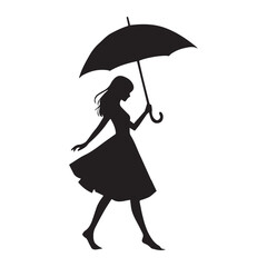 Elegant Woman Silhouette with Umbrella Illustration