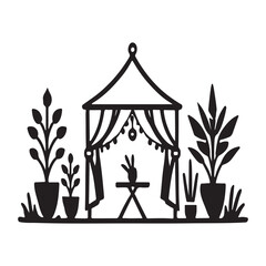 Charming Garden Gazebo Silhouette Illustration