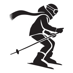 Obraz premium Skier Silhouette Illustration in Dynamic Pose