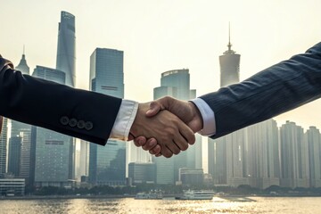 Business Partnership and Collaboration in Modern Cityscape