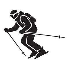 Silhouette of a Skier Downhill Skiing