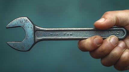 A Rusty Wrench Held Firmly In A Hand