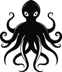 Octopus silhouette, octopus silhouette vector icon isolated on white background