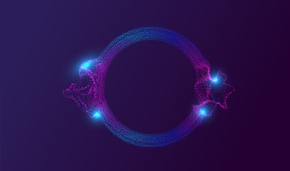 Ai particle dots glowing abstract background. Neon big data flare circle design. Modern light technology and science. Artificial Intelligence futuristic network connect vector.