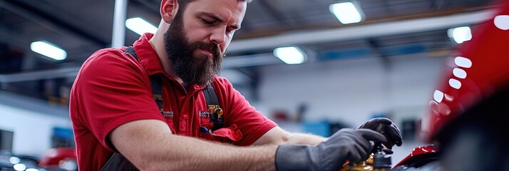 mechanic fixing car, 
