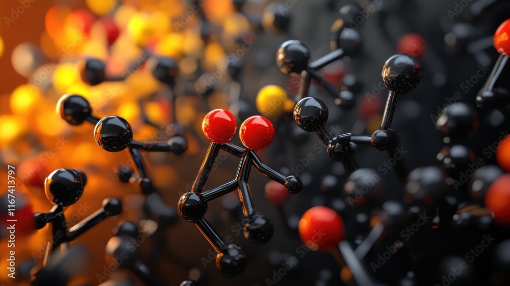 Wall mural a close-up view of molecular structures, showcasing atoms and bonds in a scientific context.