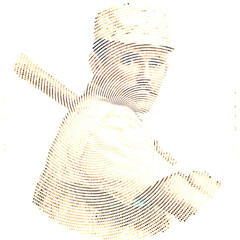 Retro Spiral Pixel Art Portrait of a player – Abstract Vintage-Inspired spiral Digital Artwork