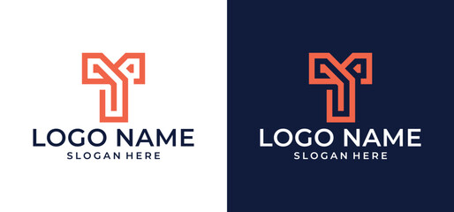 Vector illustration of T logo design on a fancy background. Logo concept with the initials TT monogram. Design the T icon.