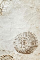 Obraz premium A vintage illustration of a seashell on textured paper.