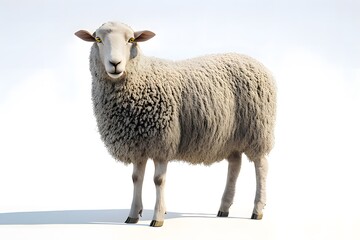 Fototapeta premium A realistic 3D rendering of a sheep standing against a plain background.
