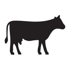 Black Silhouette of a Cow Vector Illustration