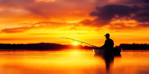 fishing in a boat in the lake