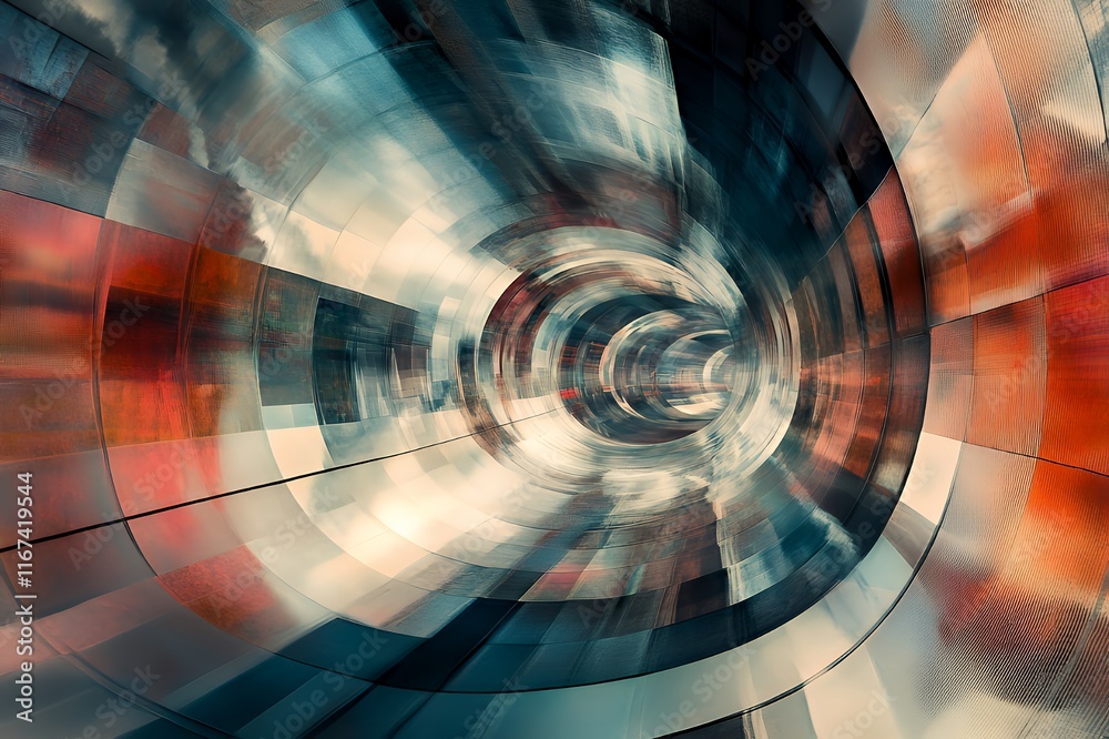 Poster abstract swirling tunnel of metallic colors and textures